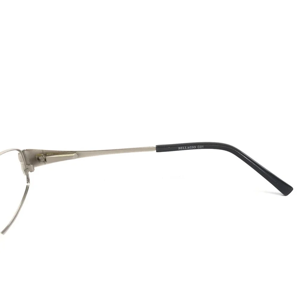Bellagio Petite Eyeglasses Frames B718 C01 Shiny Silver Oval Wire Rim 53-15-135